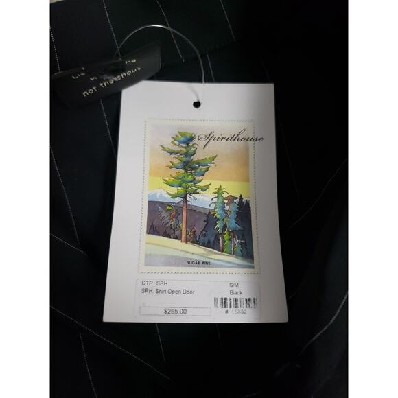 NWT Spirithouse Black Striped Button Down Top Size M Polyester Blend Long Sleeve - Picture 8 of 10